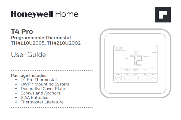 Honeywell T4 pro Series Manual