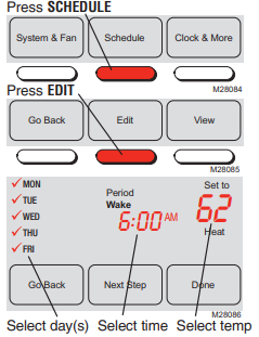 adjust program schedules (RTH7400 only)