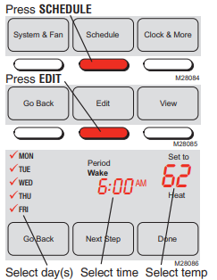 adjust program schedules (RTH7500 only)
