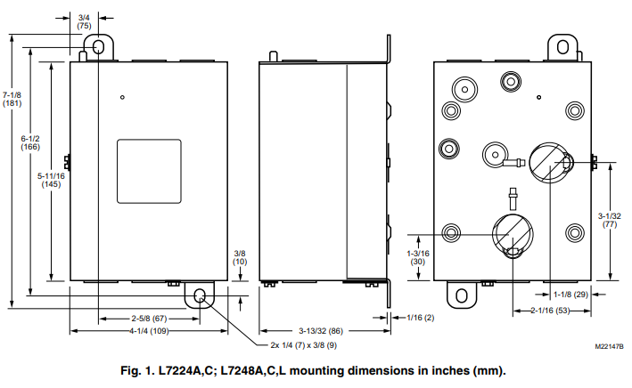 Honeywell C, L, L7224A, L7248A installation manual