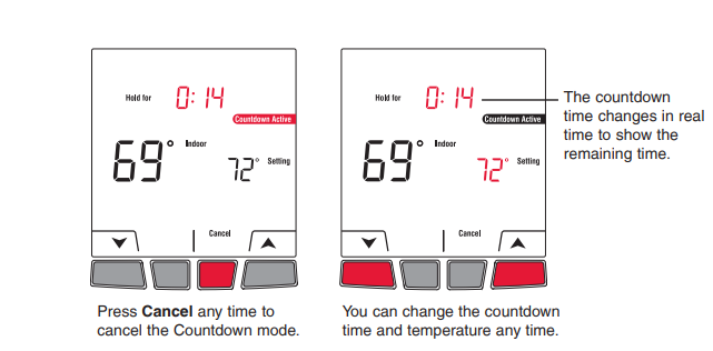 honeywell econnect tl9160ar countdown mode setting