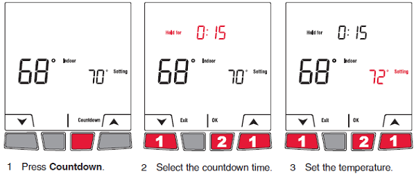 Honeywell EConnect TL9160AR Countdown mode Setting