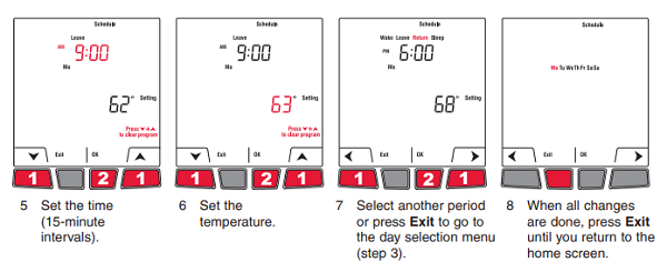 Honeywell EConnect TL9160AR Modifying the heating schedule
