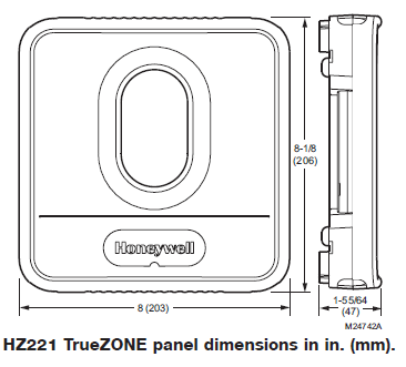 Honeywell HZ221 TrueZONE Dimension