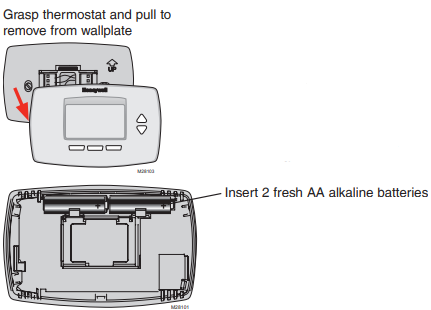 Honeywell RTH7400-RTH7500 Battery replacement