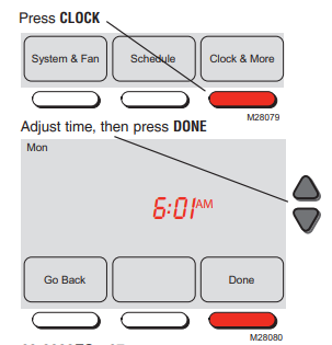 Honeywell RTH7400-RTH7500 Clock Setting