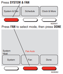 Honeywell RTH7400-RTH7500 FAN Setting