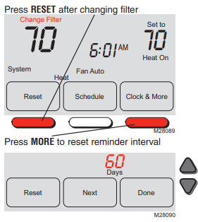 Honeywell RTH7400-RTH7500 Filter Reminder