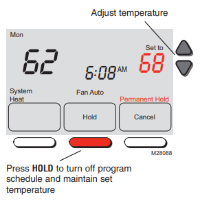 Honeywell RTH7400-RTH7500 Program schedule override (permanent)