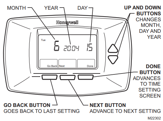honeywell rth7500d set the calender