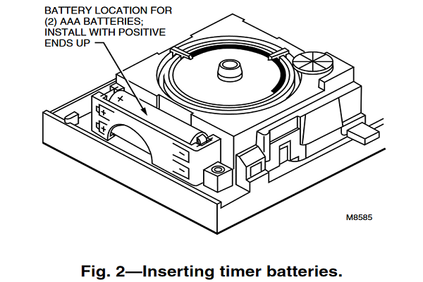 Honeywell T8190A  T8190A-191108AJ, Q682 Inserting Timer Batteries