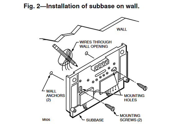 Honeywell T874A,D MOUNTING THE SUBBASE 2