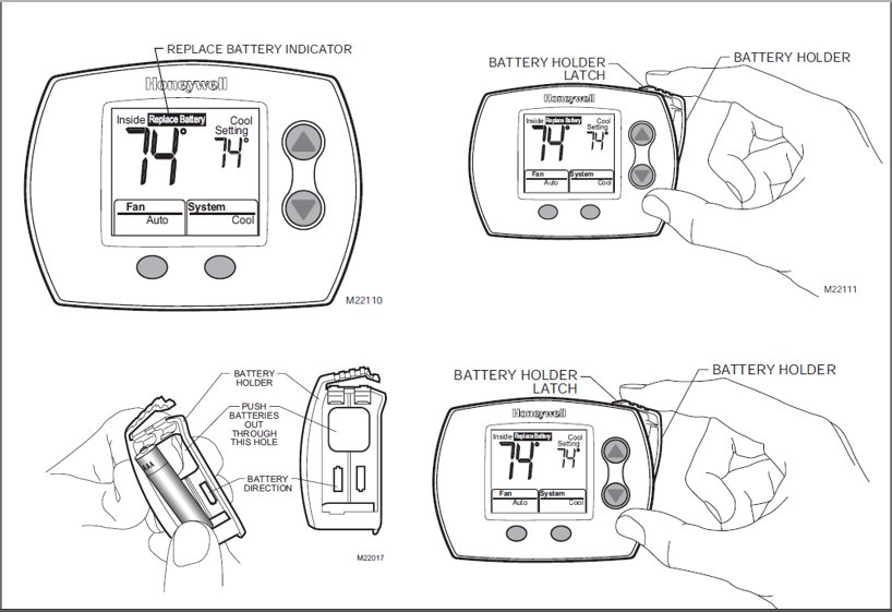 honeywell th5110d replace battery