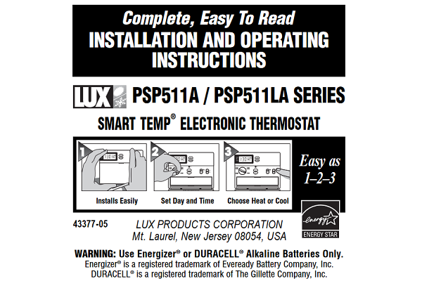 LUX PSP511A / PSP511LA SERIES