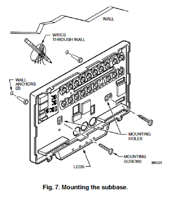 Q7100A,C,D THERMOSTAT SUBBASES Installation