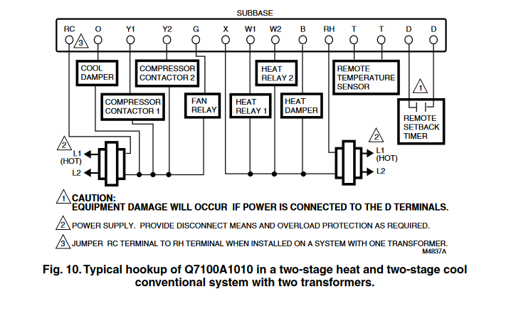 Q7100A,C,D THERMOSTAT SUBBASES wiring 2